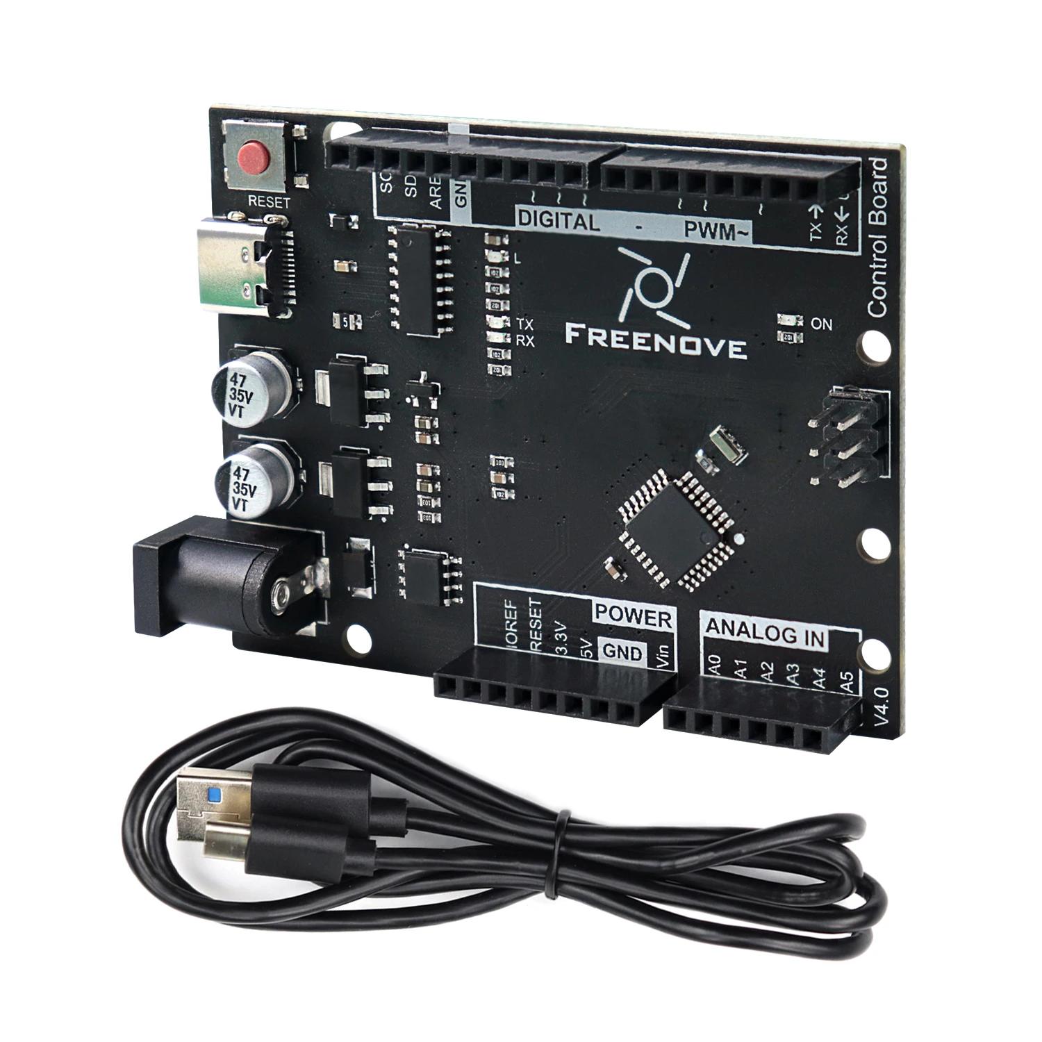 Freenove 컨트롤 보드, ATmega328P 용 개발 보드, USB C타입 커넥터, 상세한 튜토리얼, Arduino UNO R3 용 V4